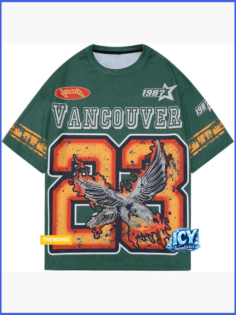 Oversized Eagle Graphic T-Shirt, Polyester, Streetwear Tee